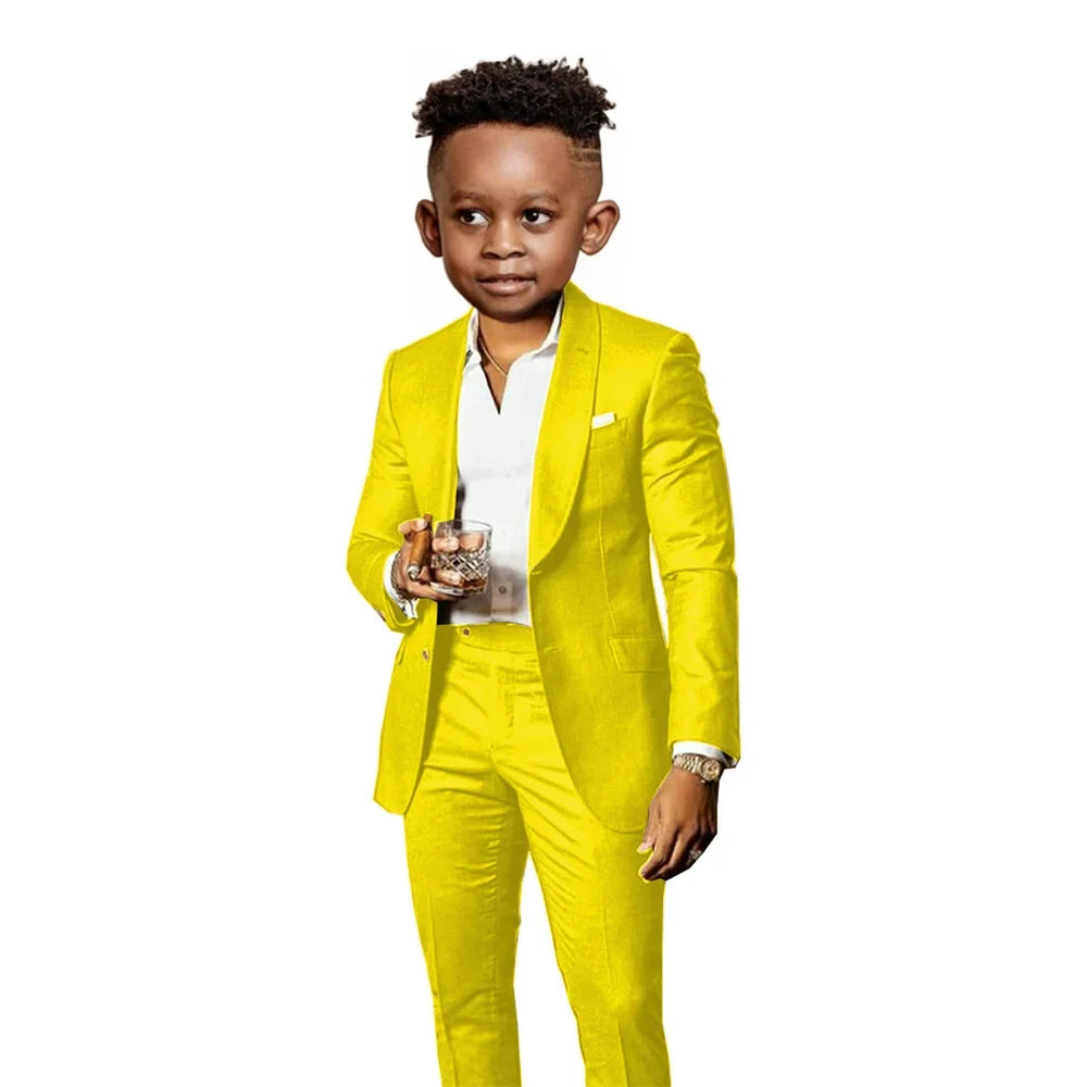 Many Colors Boys Regular Fit Suit Set 2 Pieces Jacket Pants Formal Banquet Outfit Handsome Comfortable Wedding Tuxedo For Kids
