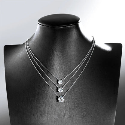White Gold Plated 1-10CT Moissanite Necklace for Women Classic Four Claws Pendant Wedding Jewelry 925 Sterling Silver