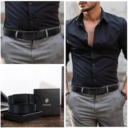 New Mens Belt Automatic Genuine Leather Luxury Belt of Men Male Metal Automatic Buckle Designer High Quality Waist Belt Black