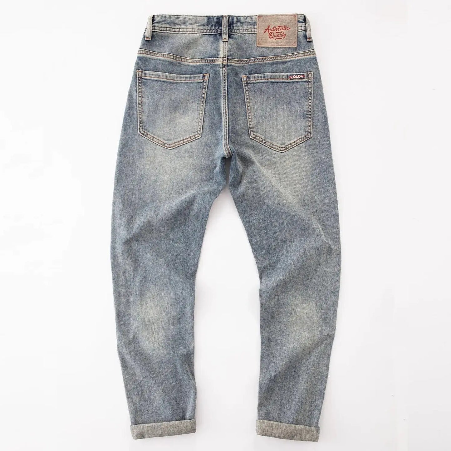 New Washed Light Blue Polished Cargo Jeans Men's Summer American Trendy Brand Small Straight Retro Casual Youth Trousers