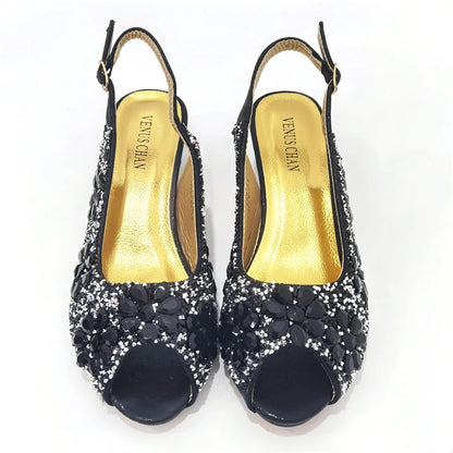 Summer Sandals for Party and Weddings Peep-Toe Bridal Shoes Women 2023 Comfortable Shoes and Bag Set for Lady