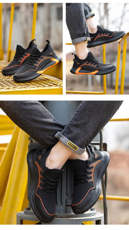 Large Size 50 Safety Shoes Men Anti-Smashing Steel Toe Cap Puncture Proof Indestructible Light Breathable Sneaker Work Shoes