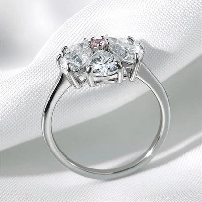 14K Plated 6 Gems Moissanite Rings for Women Luxury Wedding Lab Diamond Pure 925 Silver Band Fine Jewelry Female Ring GRA