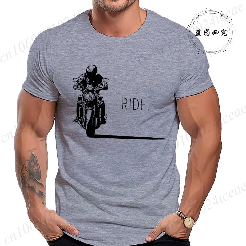 Men's Casual Motorcycle Graphic T-Shirts Man Street Summer Harajuku Tshirt Motorbike Racer Vintage Retro Bike T-Shirts Top Gift