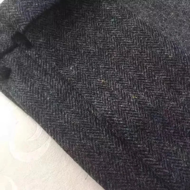 American-Style Retro Tweed High-Waisted Herringbone Wool Casual Straight-Leg Men's Trousers for Autumn and Winter in Large Sizes