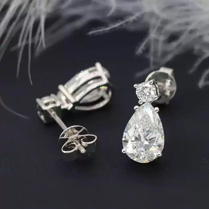 19cttw Waterdrop Full Moissanite Drop Earrings for Women 925 Sterling Silver Pear Cut Lab Diamond Stud Earrings with Certificate