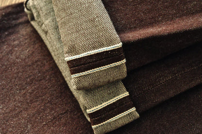 Men Jeans Brown Jeans Men Jeans Trousers  Selvedge Denim Jeans for Men Taper Fit Mens Jeans vintage 13.8 Oz