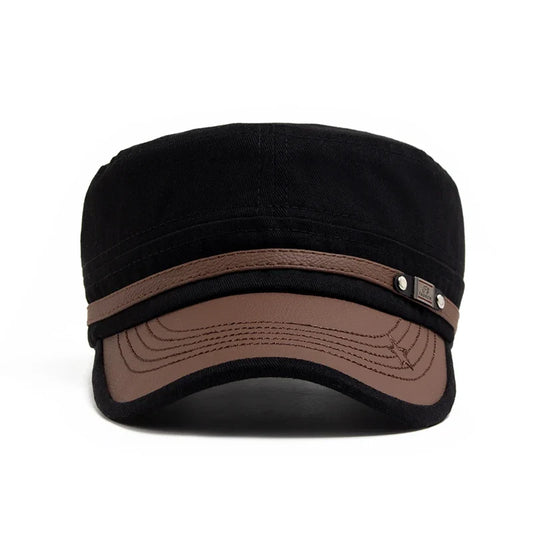 Flat Hat Women Fashion PU Leather Brim Men Baseball Cap Soft Cotton Cloth Casual Visor Trucker Hat Autumn Summer Adjustable
