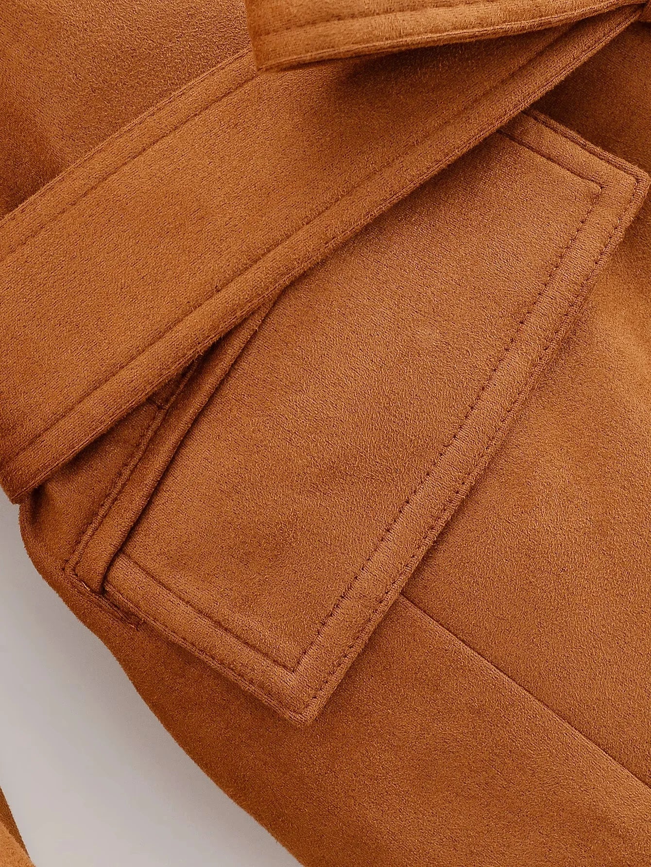 Office Lady Suede Blazer V Neck Sashes Long Pockets Blazer Fashion 2025 Fall Streetwear Outwear Winter Thick Coats