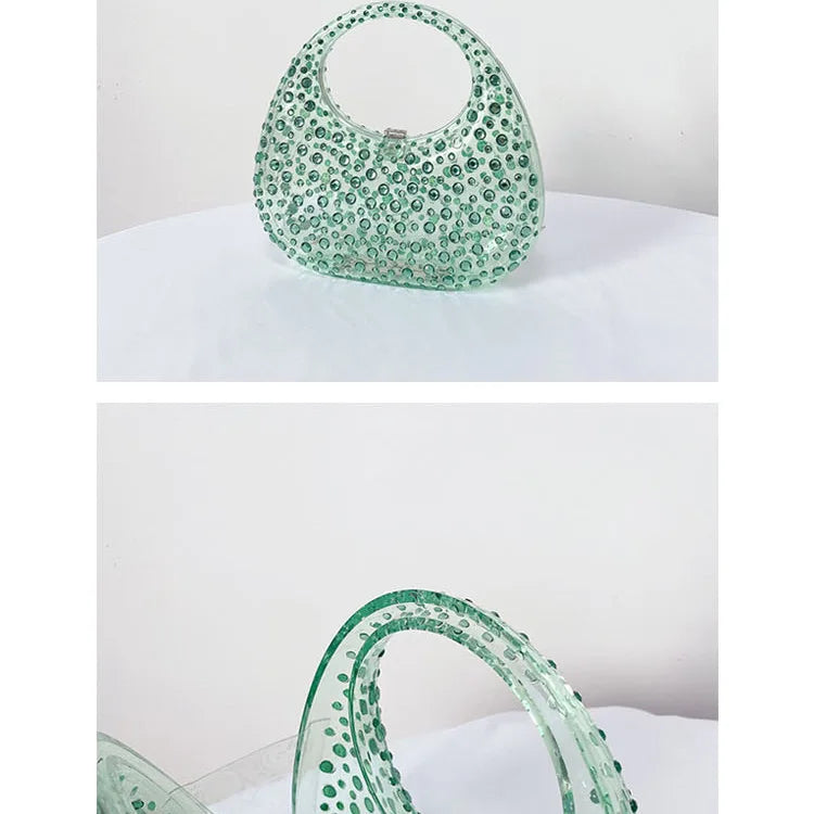 Fashion Women Diamond Handbags and Purses Transparent Acrylic Luxury Party Prom Evening Bag Casual Bling Bling Clear Clutch