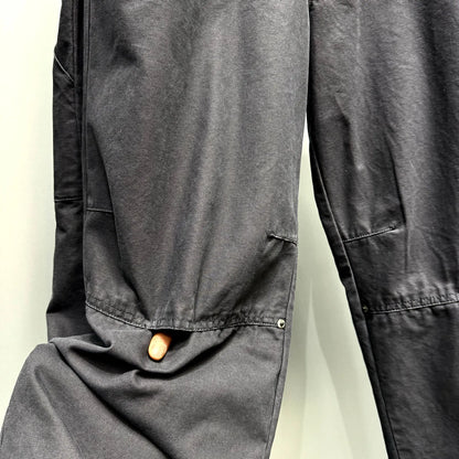 Mens Cargo Pants American Trendy Solid Black Cotton Heavyweight Wide Leg Loose Straight Streetwear Casual High Quality Pants
