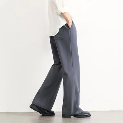 Black Business Suit Pants Men's Small Flared Elastic Comfortable Drape Loose Solid Color Office Casual Trousers Male Clothes