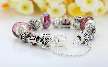Queen Jewelry Charms Bracelet & Bangles With Queen Crown Beads Bracelet for Women PA1823