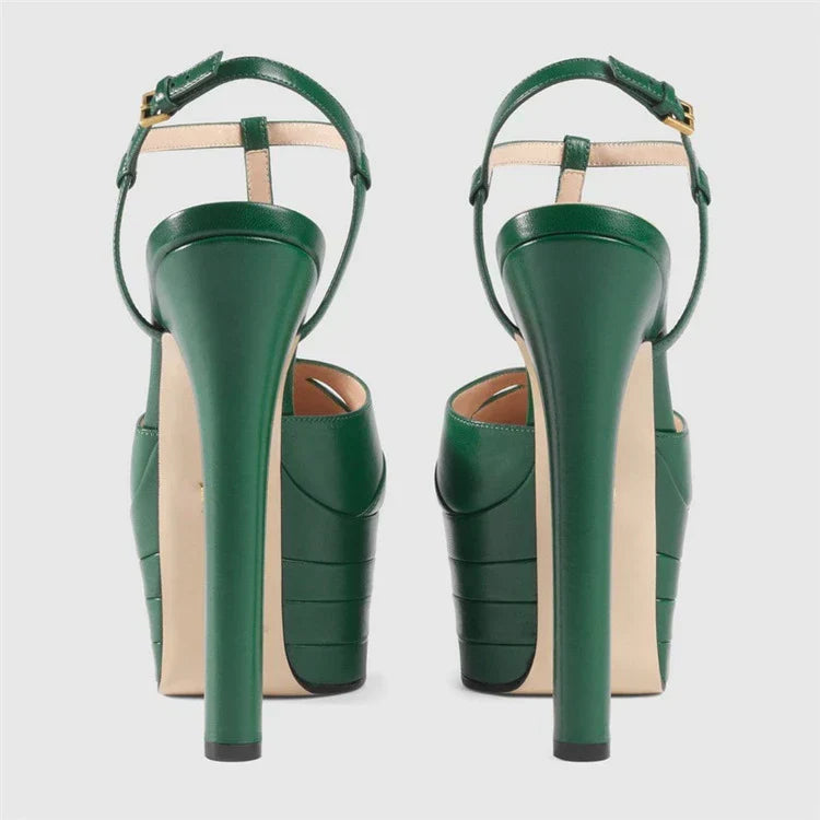 2026 Women's Round Head Sandals Thin Heels 5cm Thick Bottom Slope Heel Fish Mouth Rivet Sandal T-Platform Sandals Size34-43