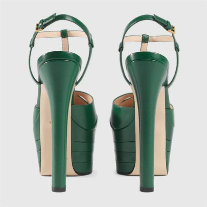 2026 Women's Round Head Sandals Thin Heels 5cm Thick Bottom Slope Heel Fish Mouth Rivet Sandal T-Platform Sandals Size34-43