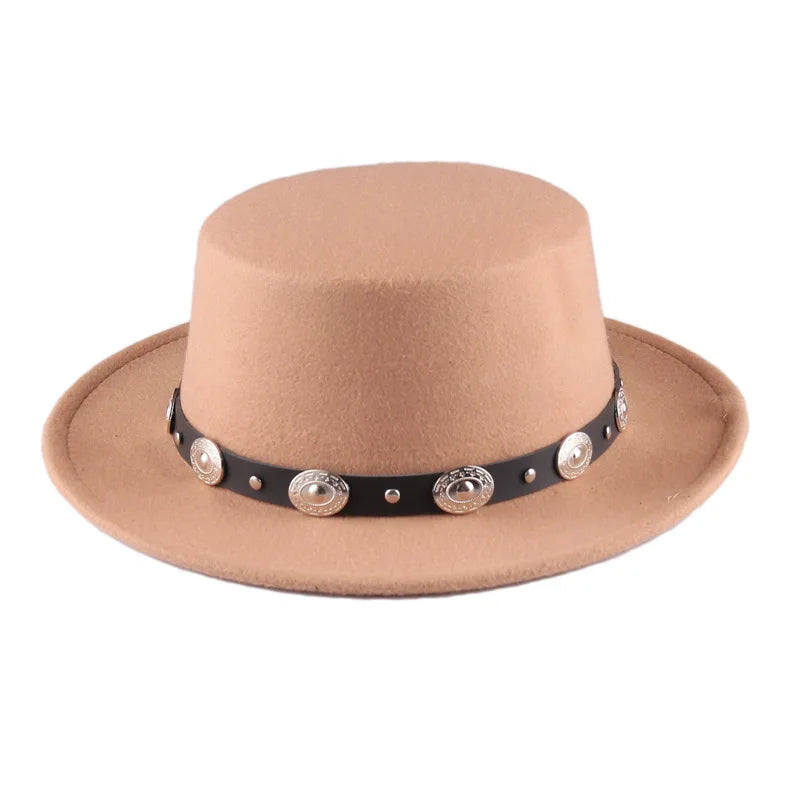 Panama Vintage Wide Brim Black Fedora Hat Men Flat Top Wool Jazz Cap Elegant Ladies Gentleman Gambler Hats