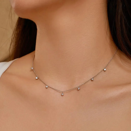 Dainty Full Marquise Pear Cut Moissanite Pendant Necklaces Women s925 Silver All Lab Diamond Stacking Party Neck Chain Gift