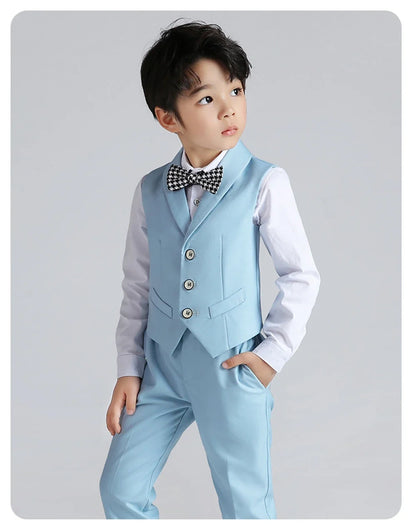 Exjojn Solid 2-Piece Vest Trousers Set for Kids, Wedding Ring Bear Suit Set, Chidren Formal Dress Wear 90-170cm Boys Sets
