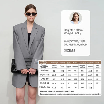 Minimalist Women's Jacket 2025 Autumn New Solid Color Commuter Loose Straight Women's Long Sleeve Top Long Blazer 12541154