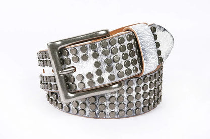 Top Heavy Metal Genuine Leather Belt Men Cowskin Cowboy Belt Ceinture Homme Punk Jeans Strap Wide Cinturon Mujer Waistband
