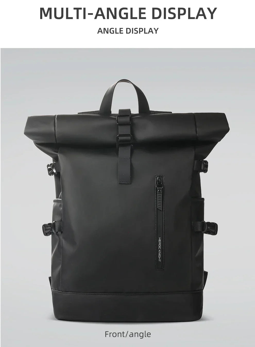 Heroic Knight Men's backpack Waterproof Roll Top Backpack Women Travel Expandable USB Charging Large Capacity Laptop Bag Mochila