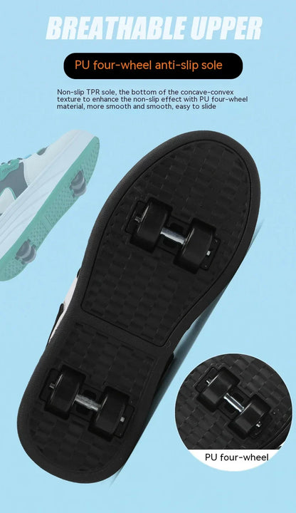 Students children's shoes four wheel light shoes Boys invisible roller shoes large size outdoor sports walking shoes women