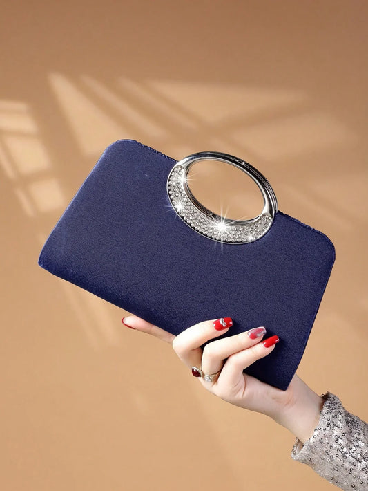 Women's Sparkling Glitter Crystal Evening Bag, Handbag And Crossbody Bag With Simple And Elegant Design, Suitable For Wedding