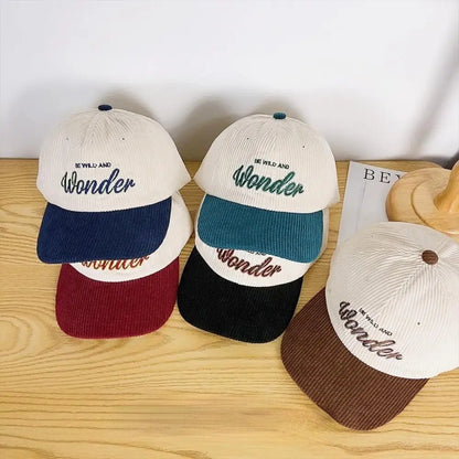 Corduroy Embroidery Baseball Cap Korean Retro Adjustable Hat for Men Women Casual Outdoor Travel Breathable Fashion Sports Wear