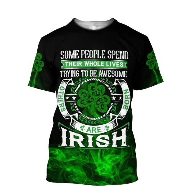 2023 Summer New Printed Irish Celtic Men's and Women's T-shirt, Custom Name Short Sleeve Unisex Shirt, Harajuku Large Casual Sty