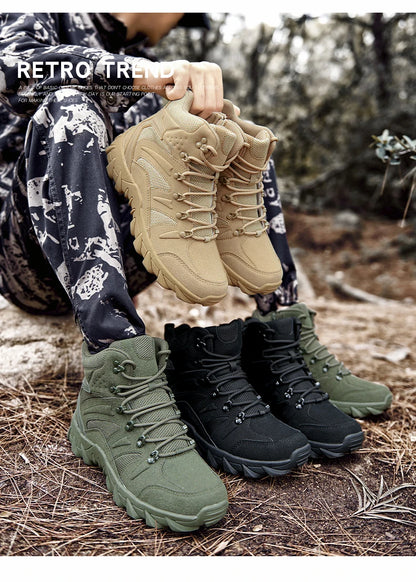 Men's Desert Combat Boots Men Ankle Boots Male Hiking Shoes Tactical Boots Big Size 39-46 Work Safety Shoes Motocycle Boots