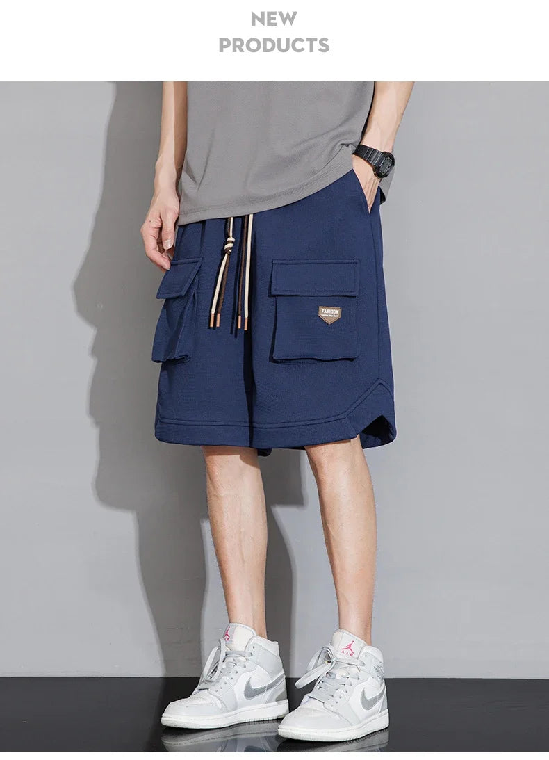 2024 Mens Shorts Summer Knee Length Casual Bermuda Male Y2k Sport Basketball Loose Cool Oversize Big Size Fashion Breeches Black