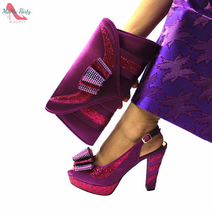 2021 Specials Design Black Color Nigerian Women Shoes and Bag Set High Quality Slingback Sandals with Appliques for Wedding