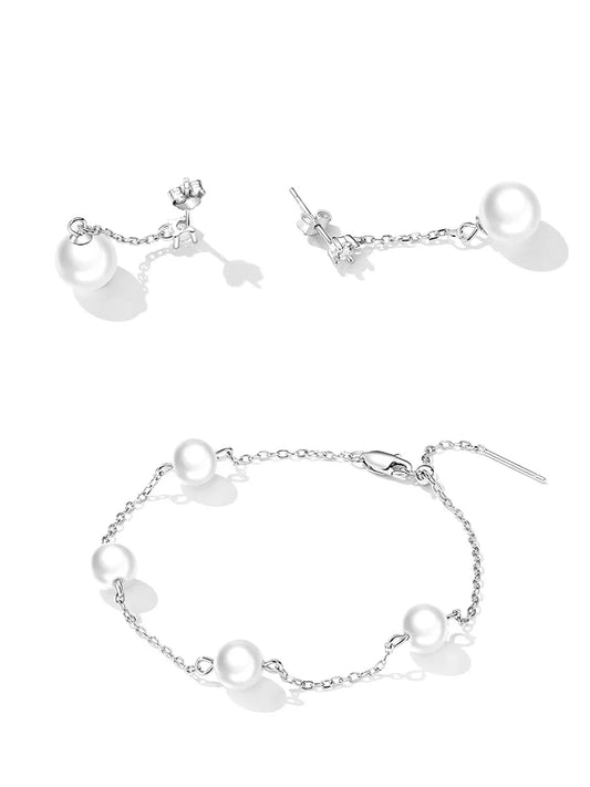 Bracelet Femme en Argent Sterling 925 Perles Coquillage Délicates, Bracelet Réglable en Argent, Beaux Bijoux, Cadeau de Mariage