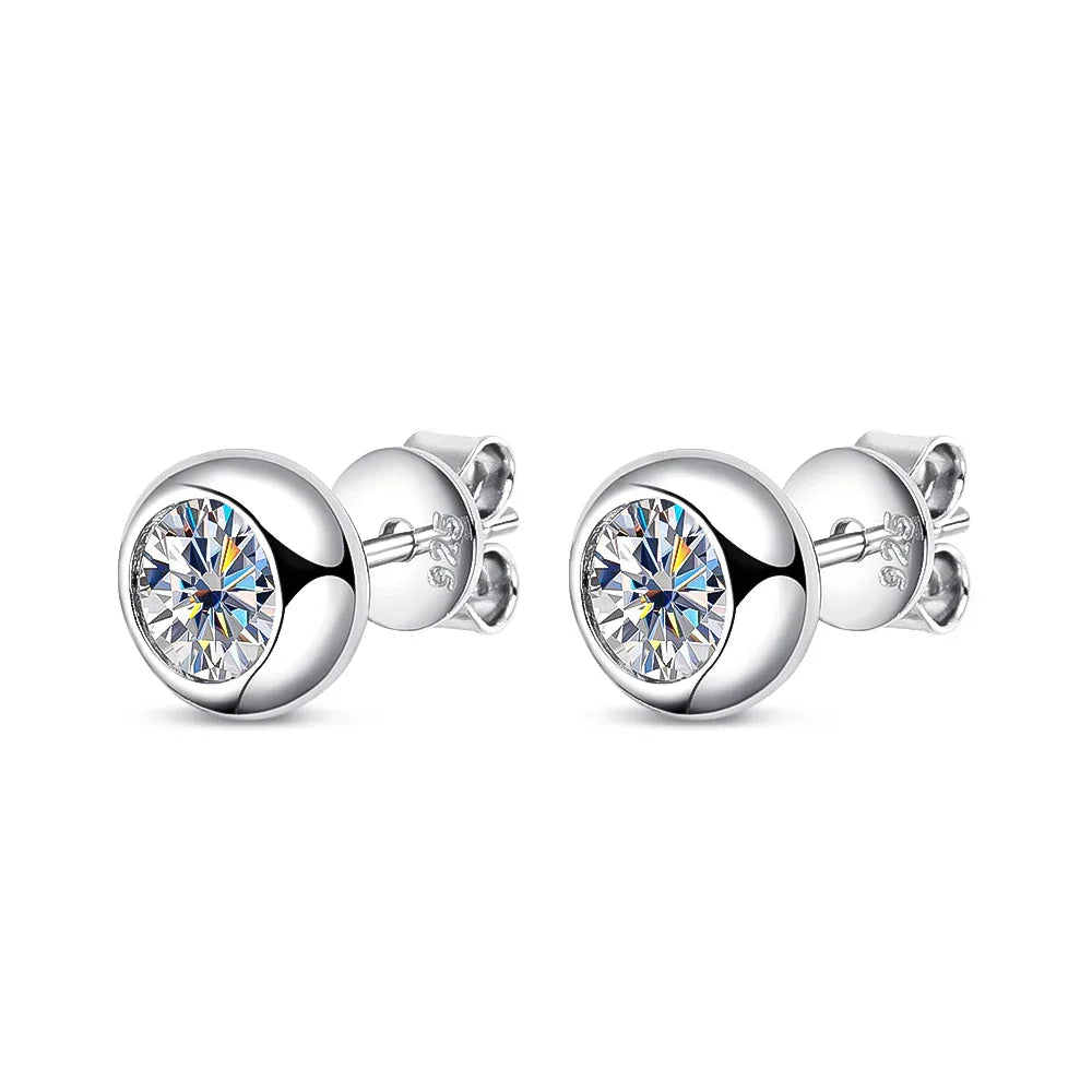 0.3/0.5 Round Cut Lab Diamond Moissanite Stud Earrings For Women Men S925 Sterling Silver Rhodium Plated Earring Wholesale
