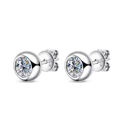 0.3/0.5 Round Cut Lab Diamond Moissanite Stud Earrings For Women Men S925 Sterling Silver Rhodium Plated Earring Wholesale
