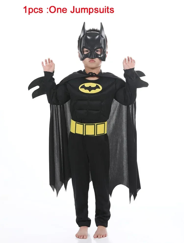 Boy Girl Bat Cosplay Jumpsuit Hero Costume Suit with Cape Mask Men Superhero Wayne Cosplay High quality Halloween Carnival Party