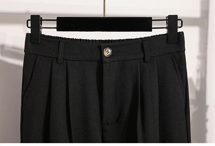 Plus Size Pants Woman 2026 Spring Autumn New Arrival High Waist Suit Pants High Quality Korean Style Straight Trousers