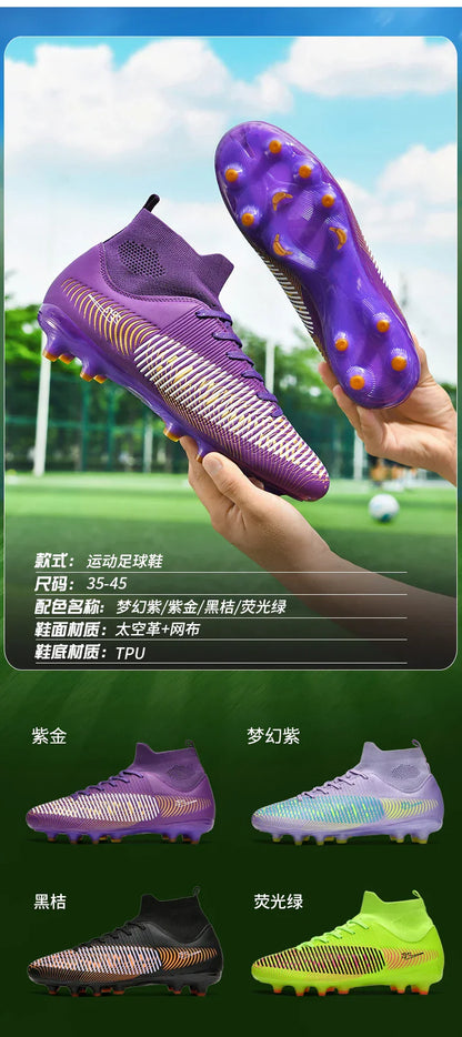 Double Star 2026 New High-Top AG Soccer Boots, Long Studs, for Teenagers, Primary School Students, Adults and Kids, Match & Trai
