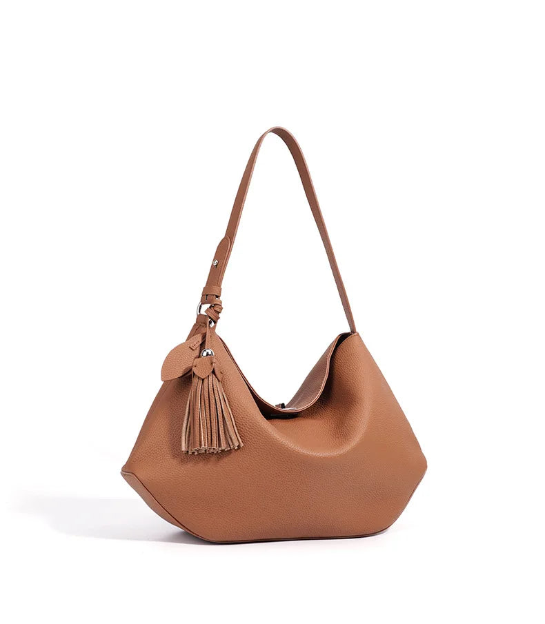 2026 Hot Top Grain Leather Spacious Tote Bag Fashionable Underarm Single Shoulder Crossbody Bag Women Chic Shopping Hobo Handbag