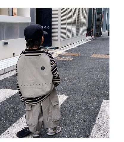 Boys Sets Sweatshirt Pants Two-piece Suits Children's Clothes Spring Autum Korean Fashion Round Neck Pullover Cargo Pants Suits
