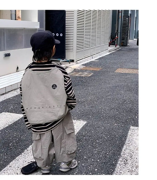 Boys Sets Sweatshirt Pants Two-piece Suits Children's Clothes Spring Autum Korean Fashion Round Neck Pullover Cargo Pants Suits