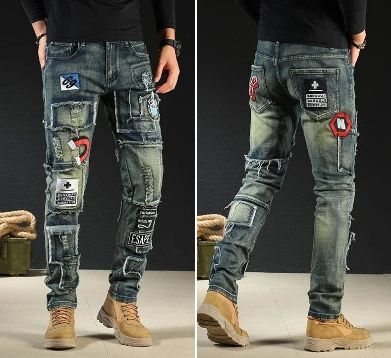 Trousers New Rock Work Wear Straight Jeans for Men Hip Hop Man Cowboy Pants with Pockets Casual Harajuku Classic Aesthetic Denim