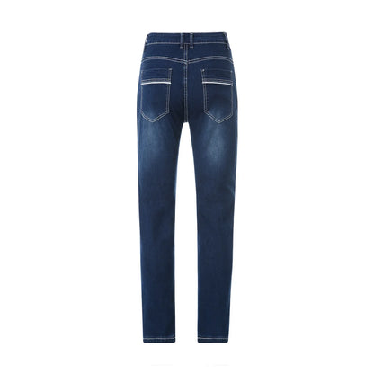 Vintage Men Jean Denim Pants Washed Pockets Mid Waist Zipper Fly Loose Fit Punk Style Distressed Ankle Length Straight Jeans