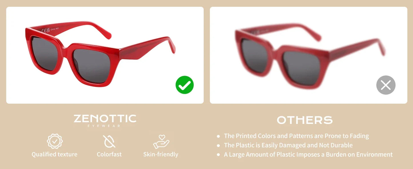 Women's Fashion Sunglasses Polarized UV Protection Square Acetate Frame Gift with Printing Butterfly Design