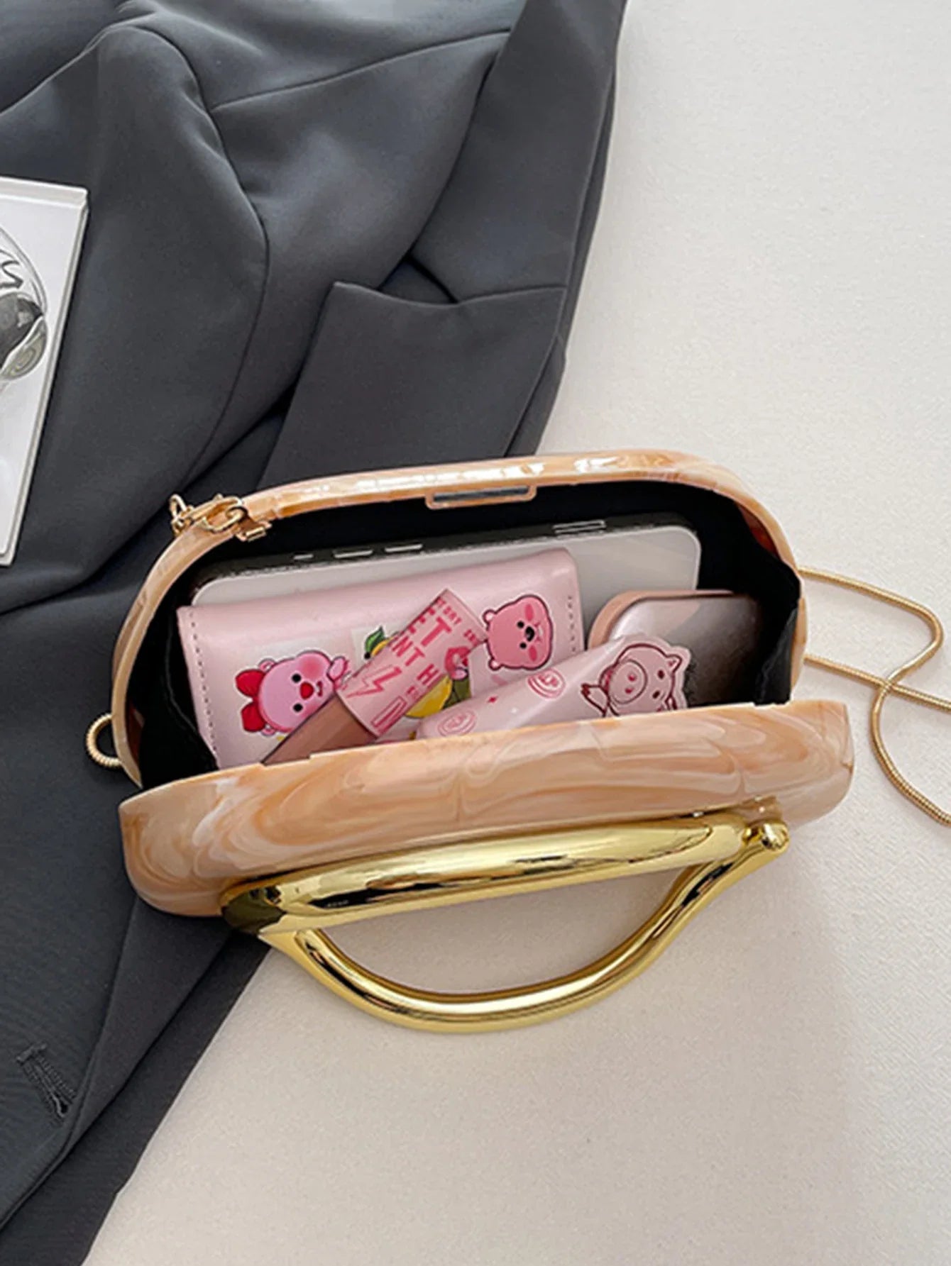 Women's Sealed Box Shaped Acrylic Clutch Fashion Dinner Wedding Party Handbag Elegant Luxury Designer Crossbody Shoulder Bag