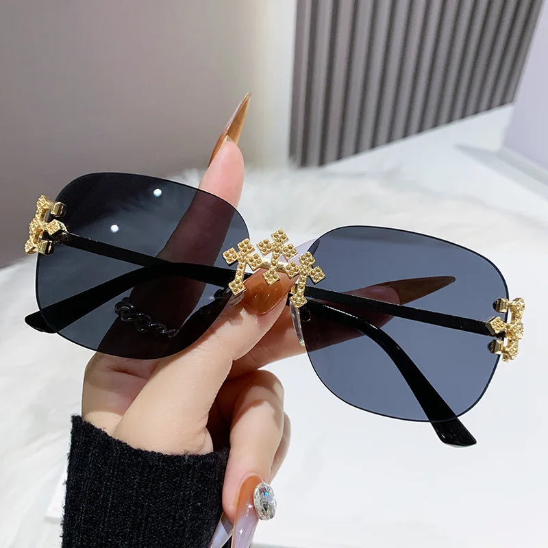 2025 New Frameless Sunglasses Women Men High-end Fashion Sunscreen Ladies Square Sun Glasses Alloy Legs Gafas De Sol UV400