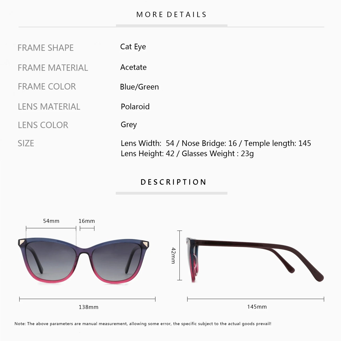 2026 Trend Cat Eye Polarized Sunglasses Women Handmade Acetate Sun Glasses Ladies Fashion Shades A23601