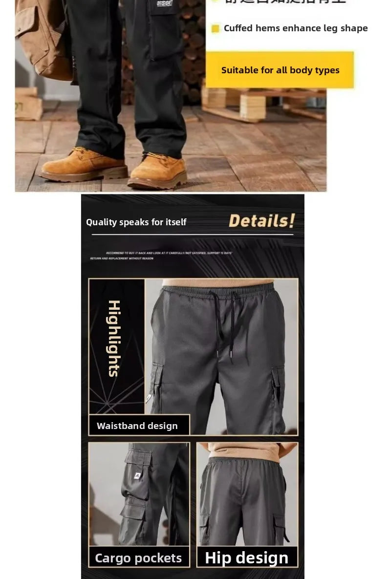 Men's Casual Workwear Pants Large Size 2024 New Style Durable Leisure Set for Construction Work Summer Wear Elastic Cuff