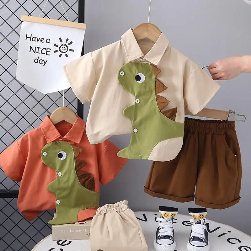 New Baby Boys Girl Clothing Suits Kids Clothes Cartoon Dinosaur Shirt Shorts 2Pcs/Set Summer Fashion Children Casual Tracksuits