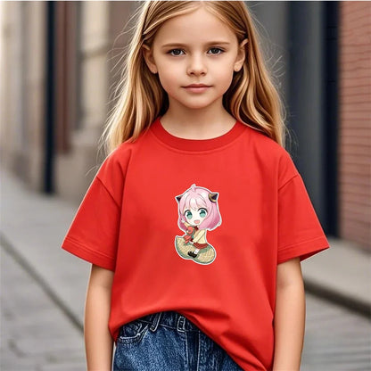 Kids Japanese Anime Spy X Family T-Shirt Sets cool Tops Boy Girls red Casual TShirt+Shorts Children's Summer Short Sleeve